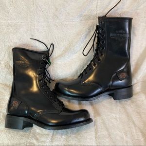 Harley Davidson Vntg. Mens Biker Boots Combat Side Zip Men Sz  10 Made In  U.S.A